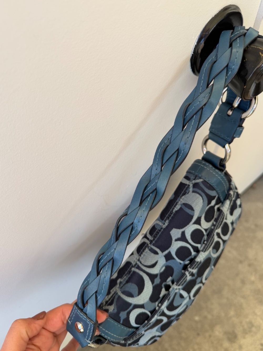 Coach Chelsea (Soho) Signature Optic Flap Bag in Blue/Navy (Style 10992) - Picture 6 of 8